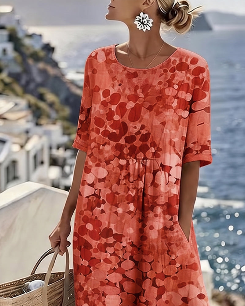 Fleurette™ Floral Print Pocket Midi Dress