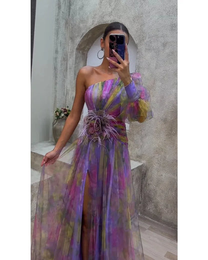 Elara | One-Shoulder Tulle Maxi Dress