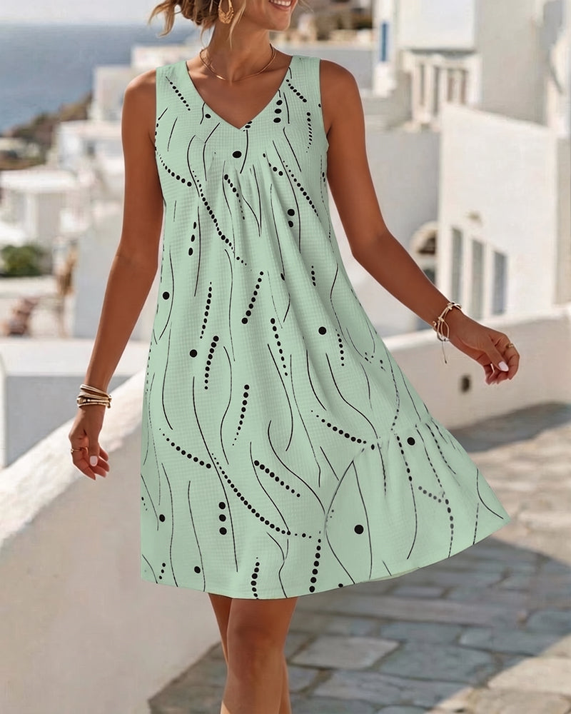 Amélie™ Patchwork V-Neck A-Line Sleeveless Dress
