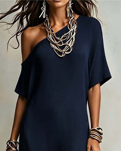 Élodie™ Slanted Shoulder Slit Maxi Dress