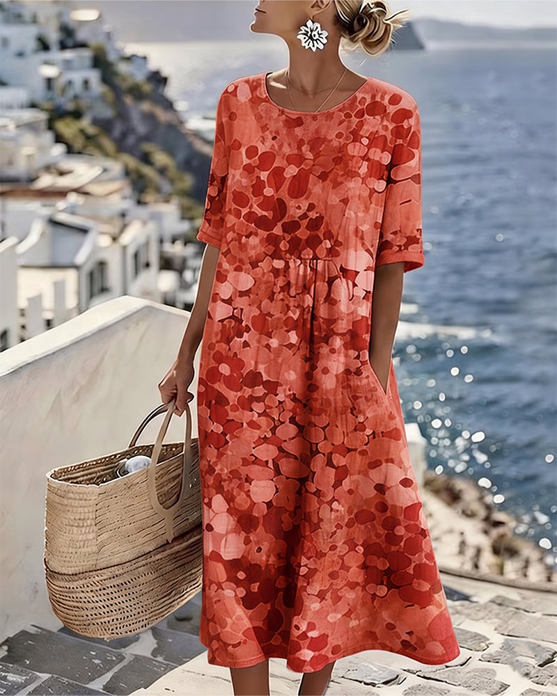 Fleurette™ Floral Print Pocket Midi Dress