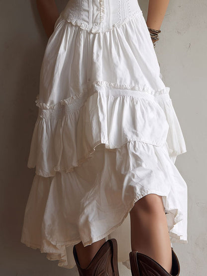 Rosalie™ Corset Tiered Lace-Trim Midi Dress