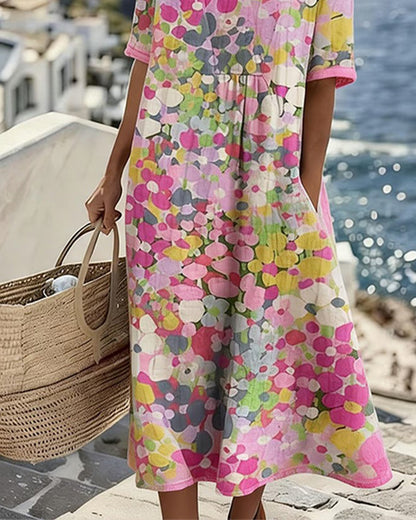 Fleurette™ Floral Print Pocket Midi Dress