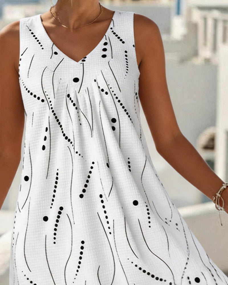 Amélie™ Patchwork V-Neck A-Line Sleeveless Dress