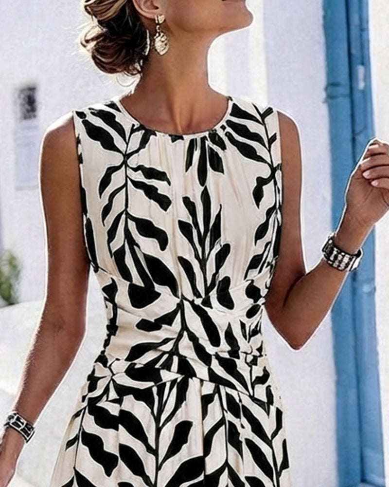 Verdana™ Green Leaf Sleeveless Maxi Dress