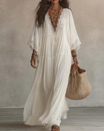 Odessa™ Patchwork Lace V-Neck Maxi Dress