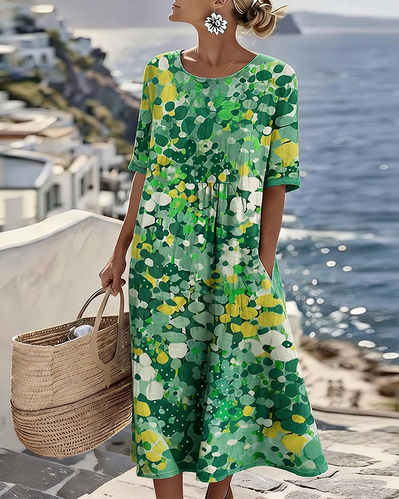 Fleurette™ Floral Print Pocket Midi Dress