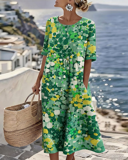 Fleurette™ Floral Print Pocket Midi Dress
