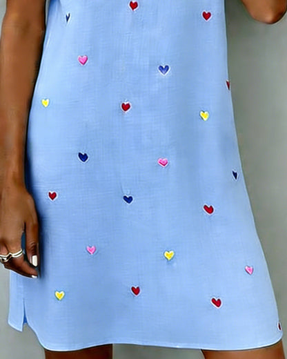 Coraline™ Heart Print V-Neck Mini Dress