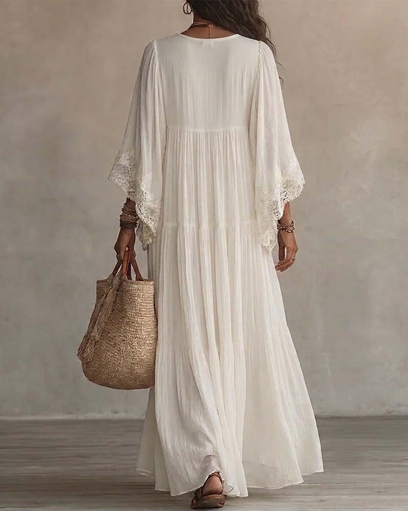 Odessa™ Patchwork Lace V-Neck Maxi Dress
