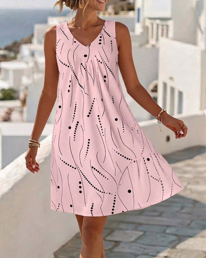 Amélie™ Patchwork V-Neck A-Line Sleeveless Dress
