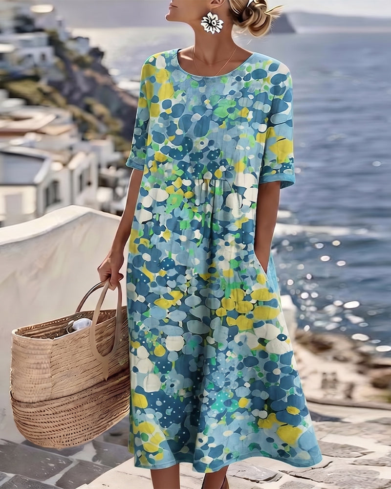 Fleurette™ Floral Print Pocket Midi Dress