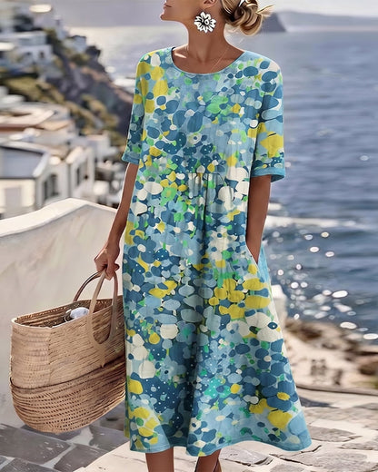 Fleurette™ Floral Print Pocket Midi Dress