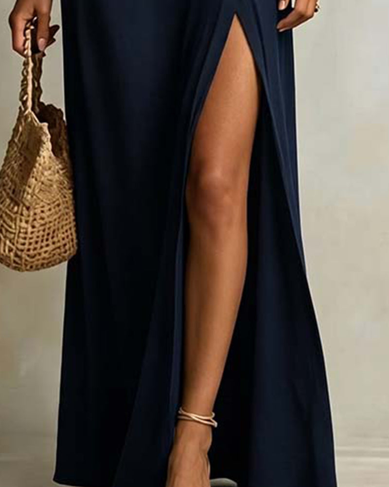 Élodie™ Slanted Shoulder Slit Maxi Dress