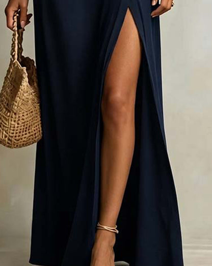 Élodie™ Slanted Shoulder Slit Maxi Dress