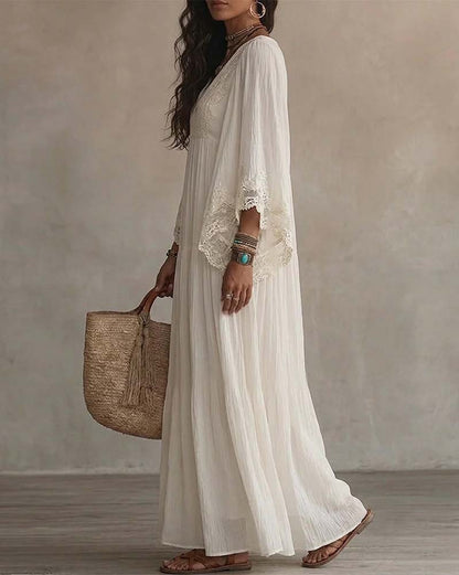 Odessa™ Patchwork Lace V-Neck Maxi Dress