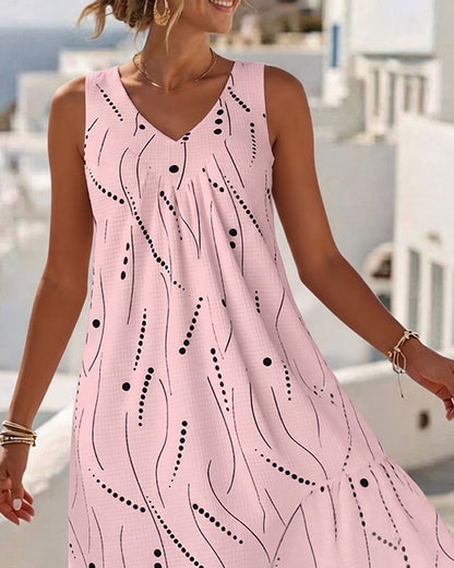 Amélie™ Patchwork V-Neck A-Line Sleeveless Dress