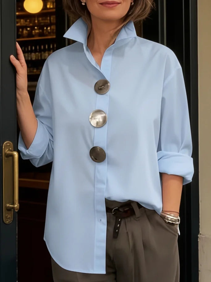 Wanda | Elegant Linen Shirt with Metal Buttons