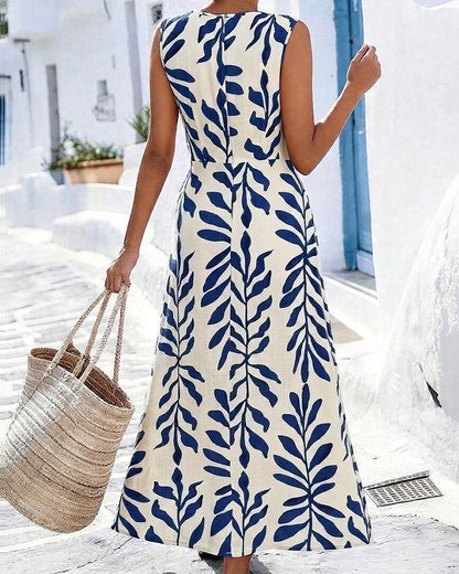 Verdana™ Green Leaf Sleeveless Maxi Dress