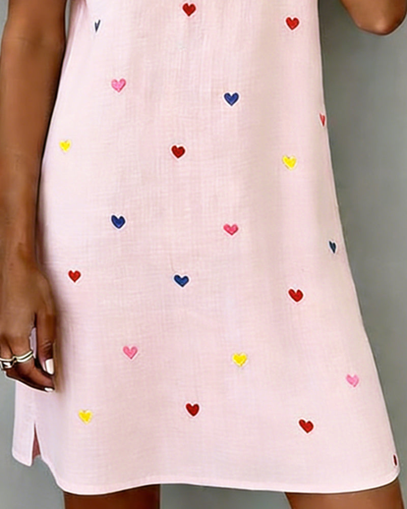 Coraline™ Heart Print V-Neck Mini Dress