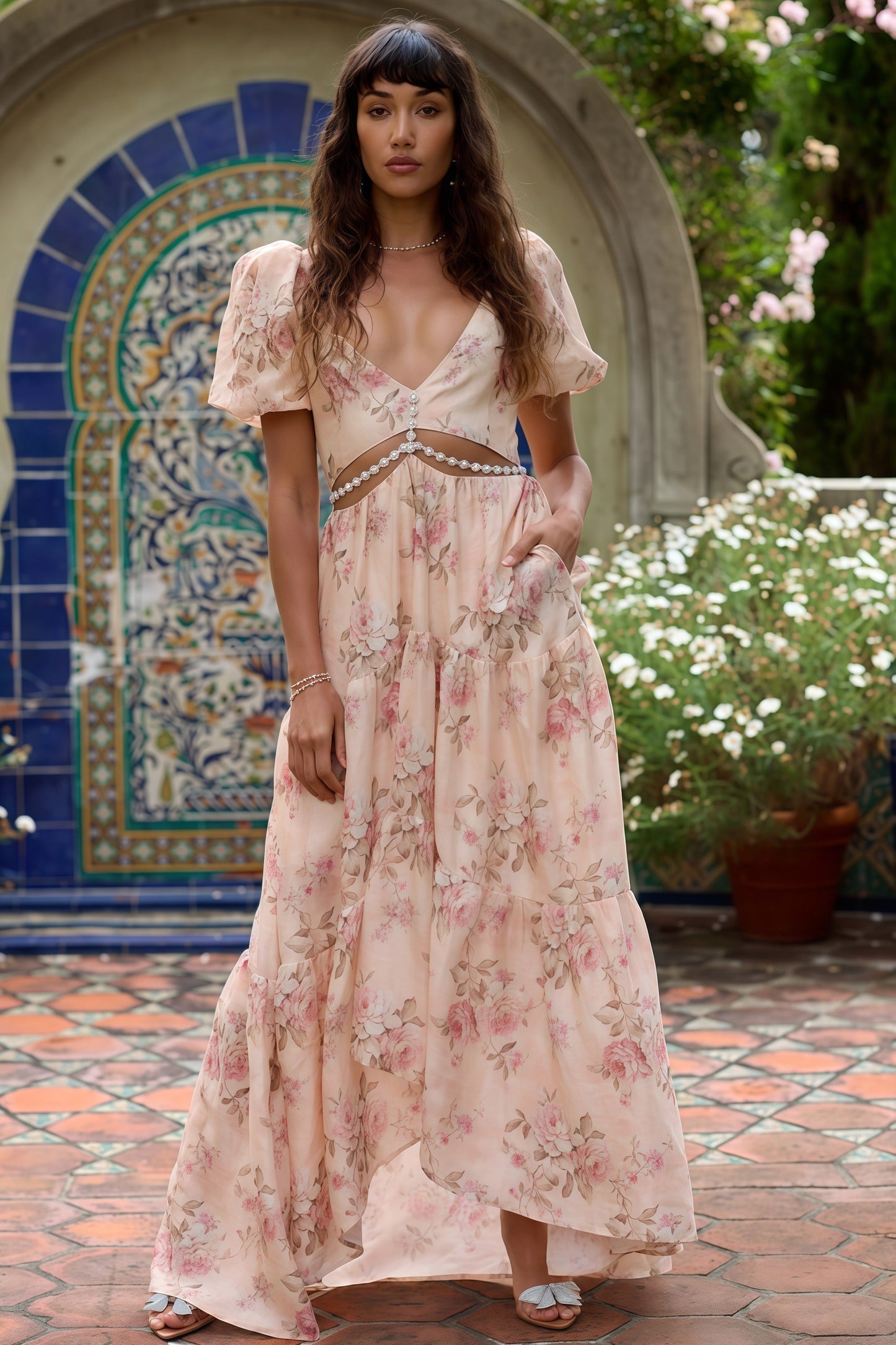 Layla | Floral Balloon-Sleeve Maxi Dress