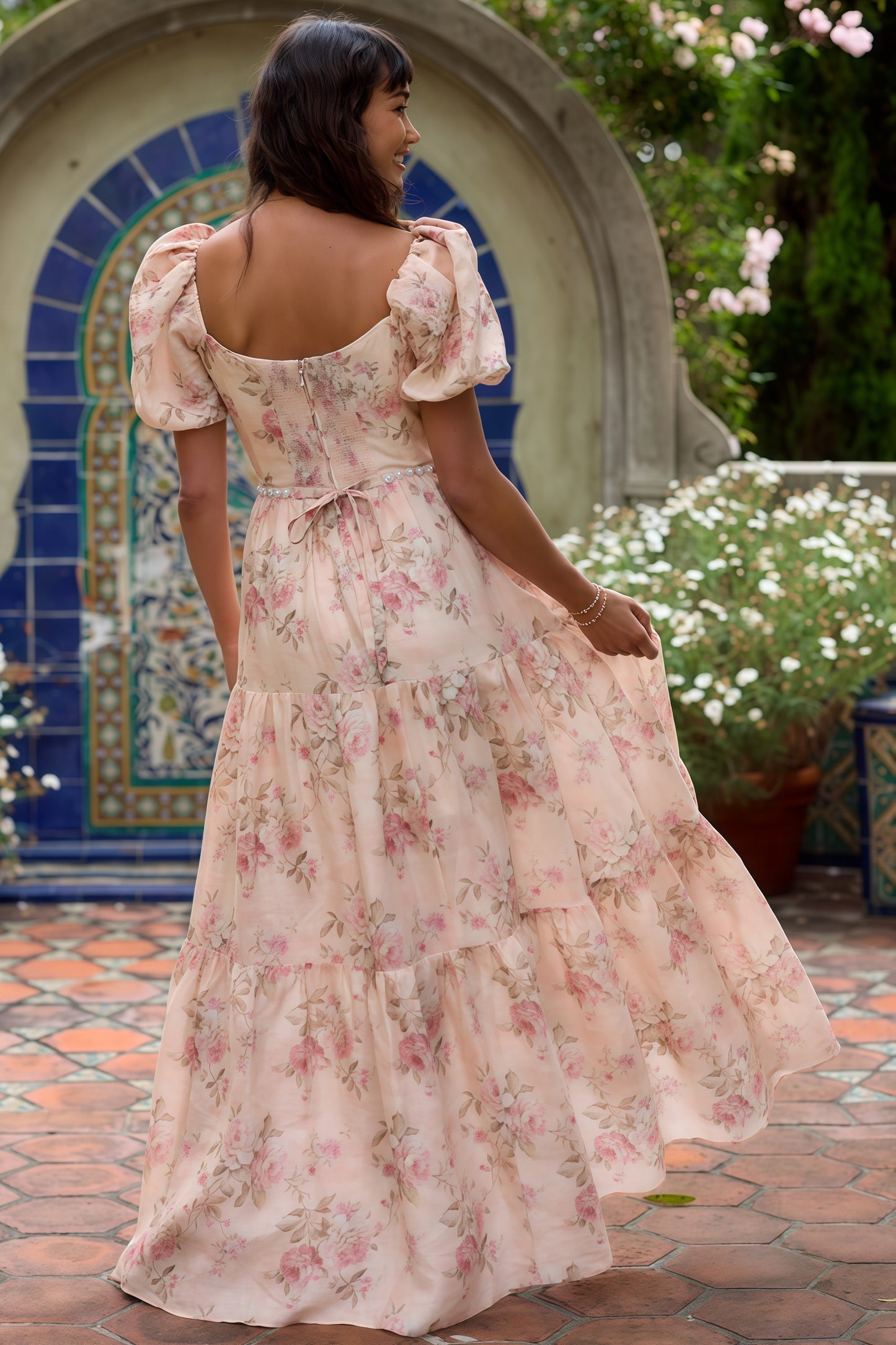 Layla | Floral Balloon-Sleeve Maxi Dress