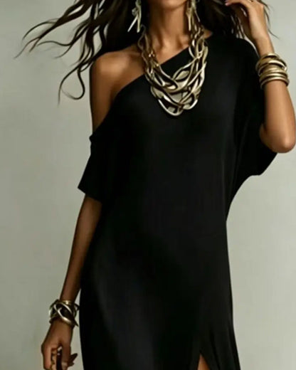 Élodie™ Slanted Shoulder Slit Maxi Dress