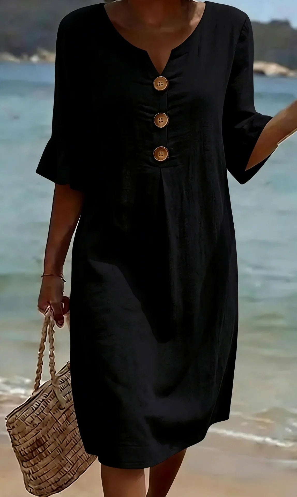 Sylvie | Linen Dress with Puff Sleeves
