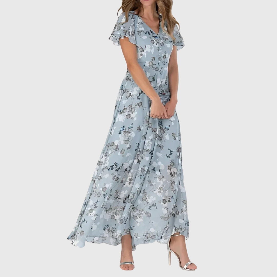 Meadow | Floral Ruffle-Sleeve Maxi Dress