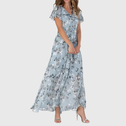 Meadow | Floral Ruffle-Sleeve Maxi Dress