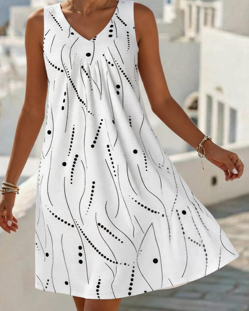Amélie™ Patchwork V-Neck A-Line Sleeveless Dress