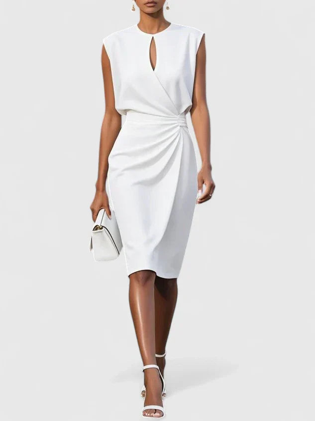 Victoria | Sleeveless Drape-Waist Midi Dress