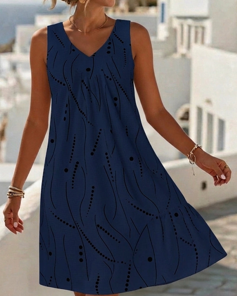 Amélie™ Patchwork V-Neck A-Line Sleeveless Dress