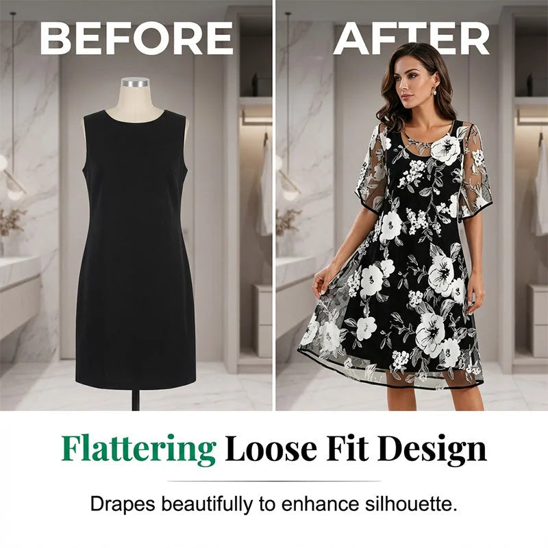 Eliza | Elegant Chiffon Dress with Floral Print