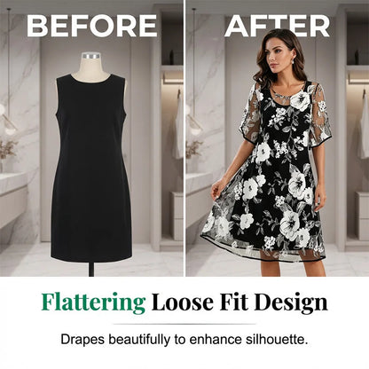 Eliza | Elegant Chiffon Dress with Floral Print