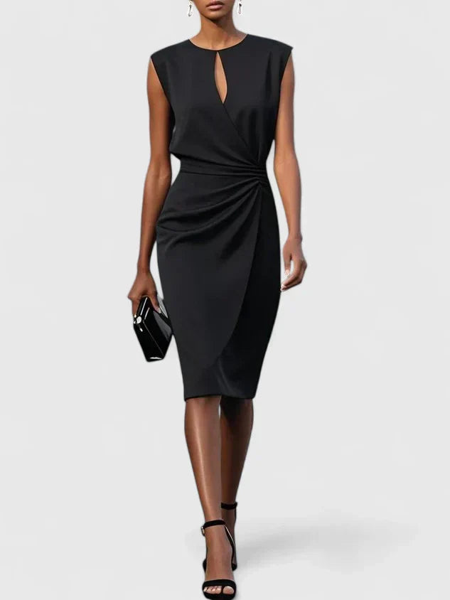 Victoria | Sleeveless Drape-Waist Midi Dress