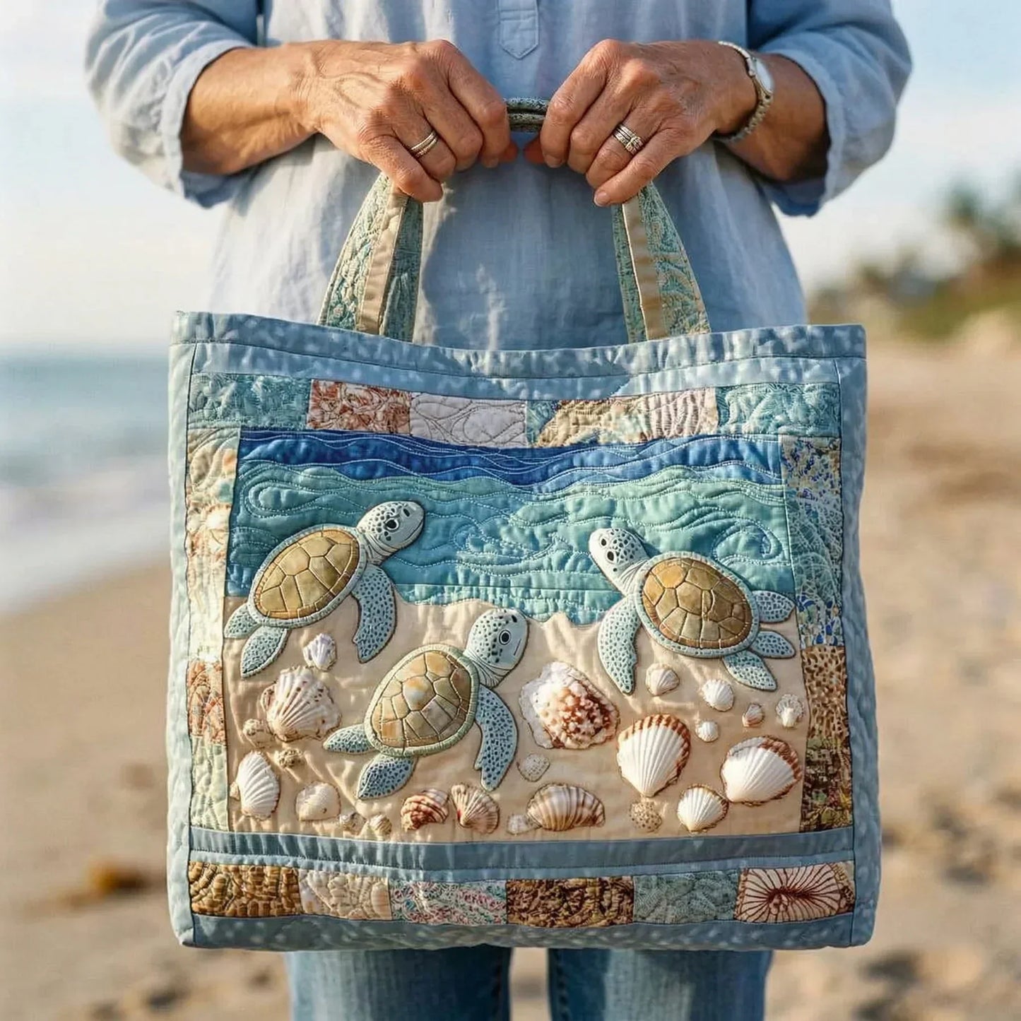 Sea Turtles | Quilted Tote Bag