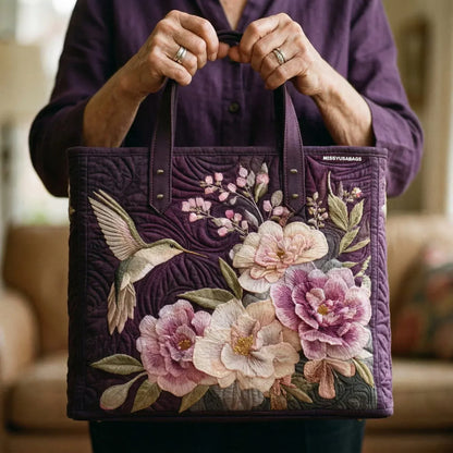 Hummingbird Orchid | Quilted Tote Bag
