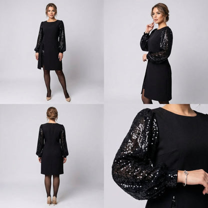 Aria | Elegant Dress with Shimmering Puff Sleeves
