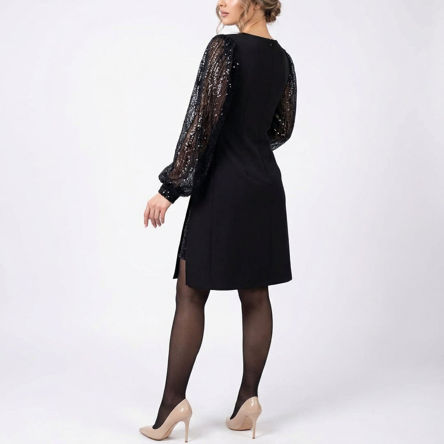 Aria | Elegant Dress with Shimmering Puff Sleeves