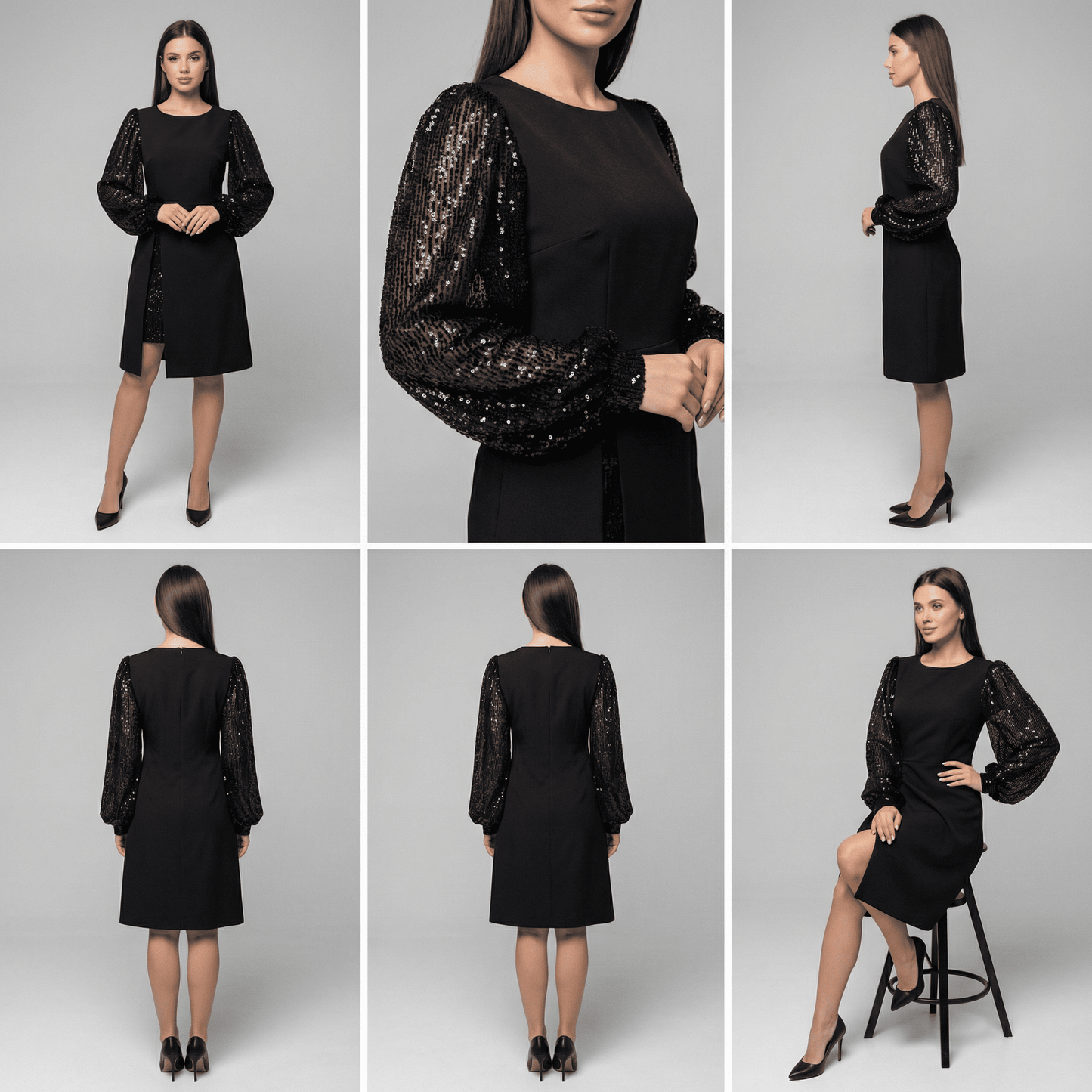Aria | Elegant Dress with Shimmering Puff Sleeves