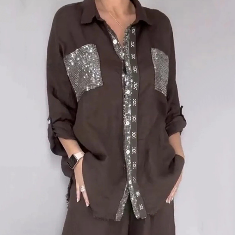 Lizy™ | Sequin Shirt & Trouser Two-Piece Set