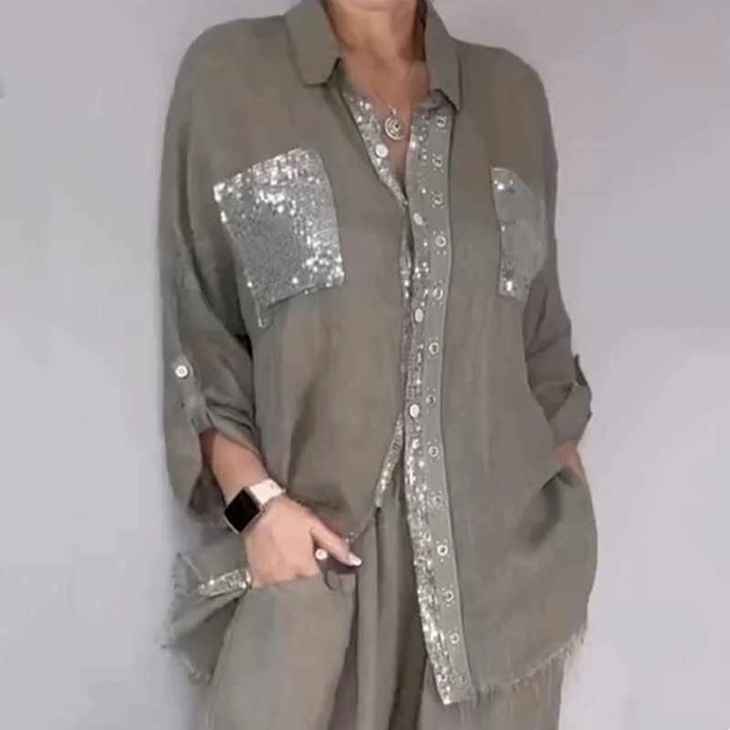 Lizy™ | Sequin Shirt & Trouser Two-Piece Set